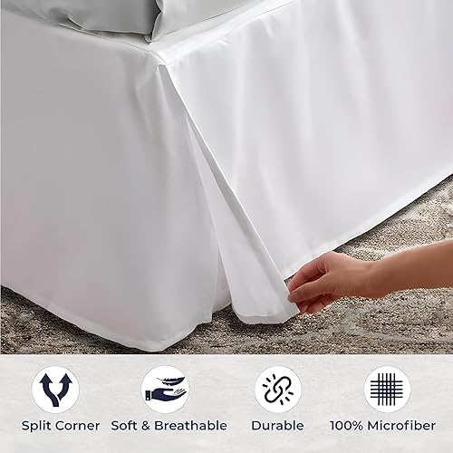Miniatura 3 de SGI Bedding Falda de cama con caída de 18 pulgadas, tamaño Queen - Estilo plataforma con ajuste seguro, aspecto clásico entallado, elegante falda