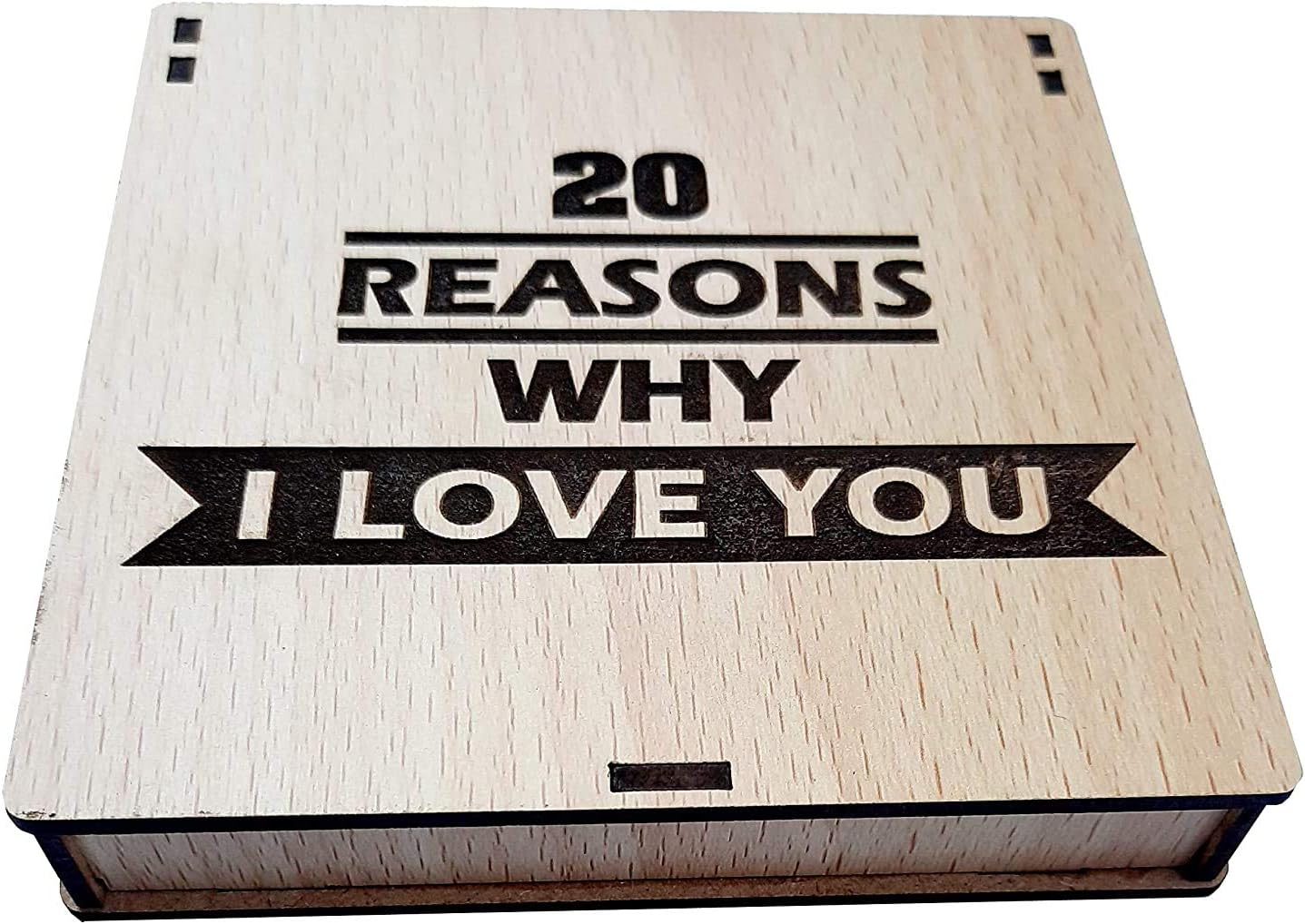 PureCraft Wooden Medium Heart Shaped Love Message Box | 20 Reasons I Love You | Romantic