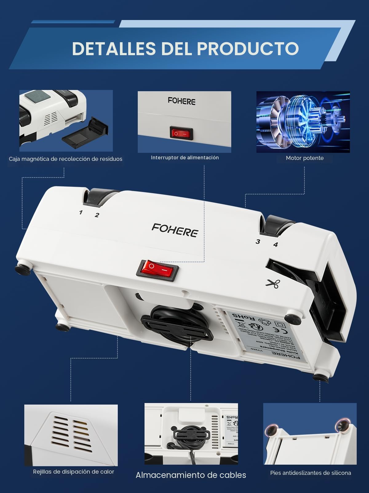 Afilador de Cuchillos Eléctrico 5 in 1, Profesional 15 grados, 2 Magnetischen Chipsammlern, 100% Diamant-Schleifmitteln für Doppelter Küchenmessern aus Stahl, Schere, Schlitzschraubendreher