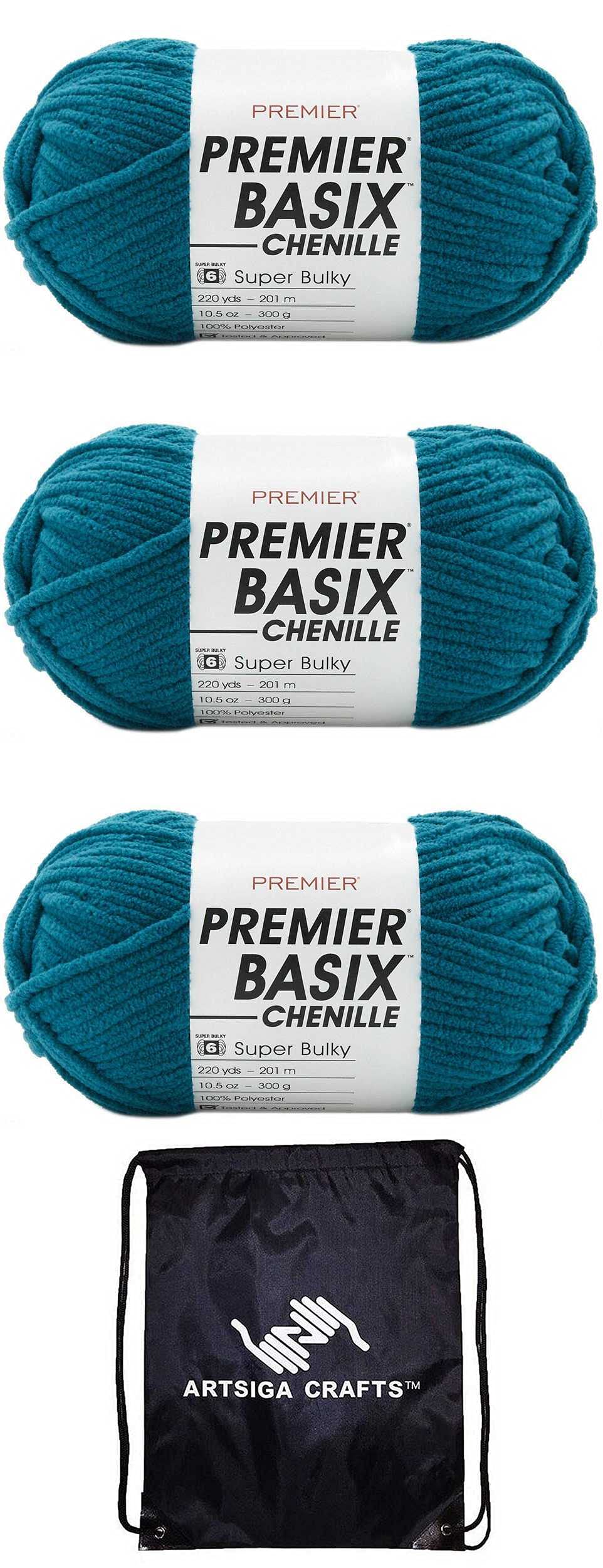 Fil chenille doux bleu sarcelle Premier Yarns pour tricoter une couverture de canapé cocooning