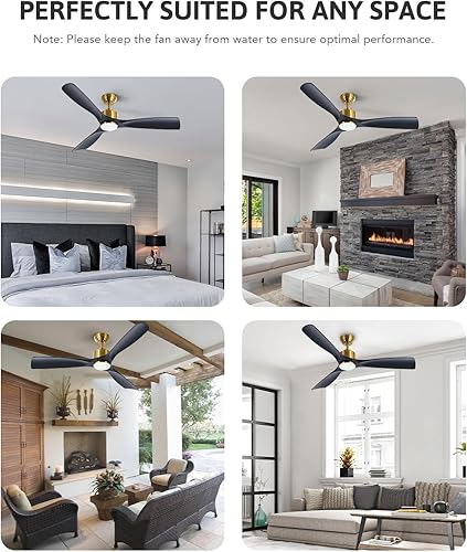 Miniatura 8 de VONLUCE Ventiladores de techo con luces, ventilador de techo inteligente de 52 pulgadas con control remoto, aplicaciónAlexa, motor reversible de 6