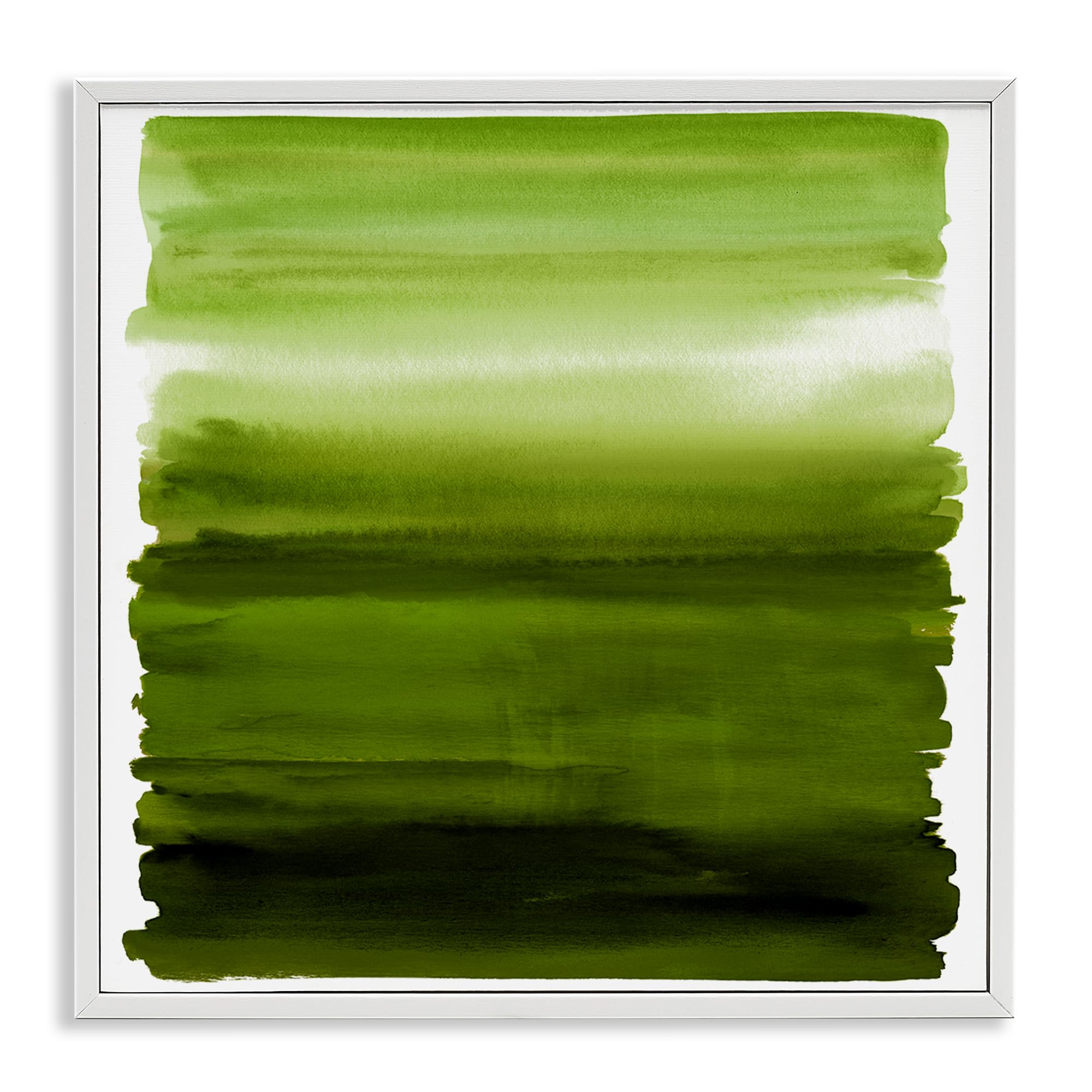Stupell Industries 'Earthy Green Ombre', Framed Giclee Art, White, 17 x 17 Inches, Easy to Hang and Sturdy, Made in USA, by Allie Corbin