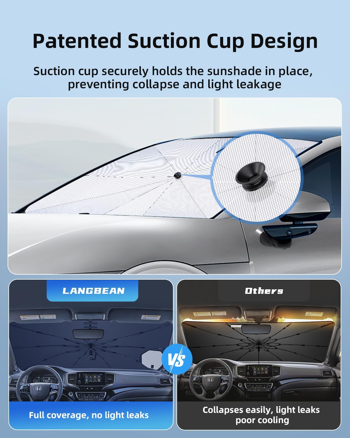 [2026 Upgrade] Windshield Sun Shade Cover for Honda Passport 2026 2025-2019 - Front Window Shades Umbrella for Windshield Sun Visor Protector, Foldable Sunshades Block UV Cooler Car Accessories