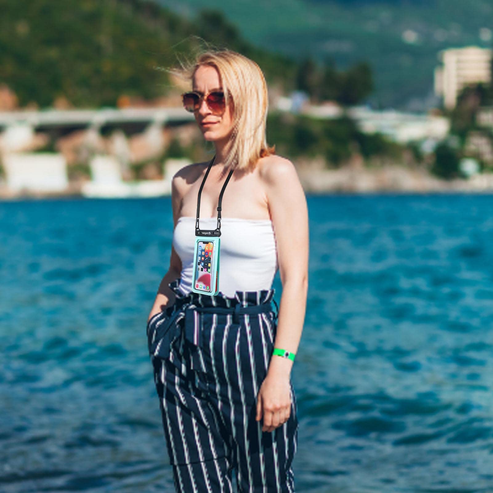 Buogint Double Space Waterproof Phone Pouch, 2 in 1 Waterproof Touchscreen Phone Case Float Water Proof Cell Phone Pouch, Underwater Clear Cellphone Holder Large Protector for Smart Phones for Beach