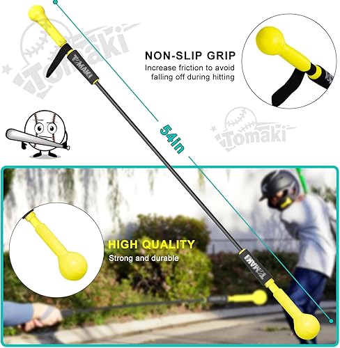 Miniatura 4 de Hitting Stick Batting Swing Trainer, Batting Practice Equipment for Baseball and Softball, Ideal One-on-One Coaching Tool for Baseball 54''