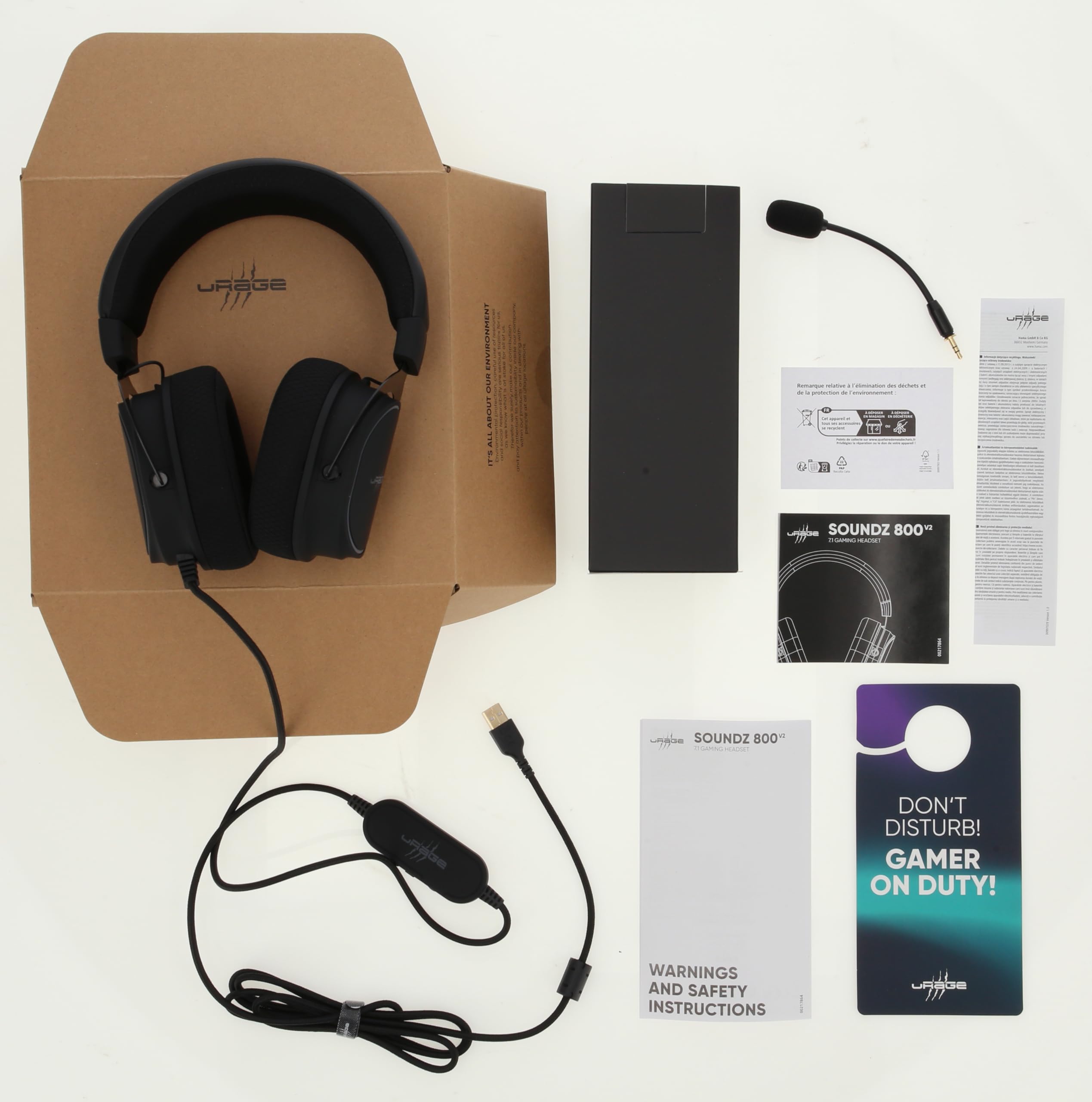 uRage Casque Micro Gaming (Casque Gamer optimisé PC PS5, certifié DTS X, Casque de Jeu Son Virtual Surround 7.1, LED RGB, Micro Amovible, Cable USB-A 2.2m) Noir