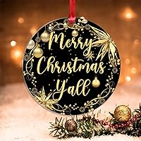 Vista 16 de Merry Christmas Y'all Christmas Tree Ornament Holiday Xmas Gift Acrylic Christmas Ornaments Gold Snowflake Ball Wreath Xmas Tree Decorations for