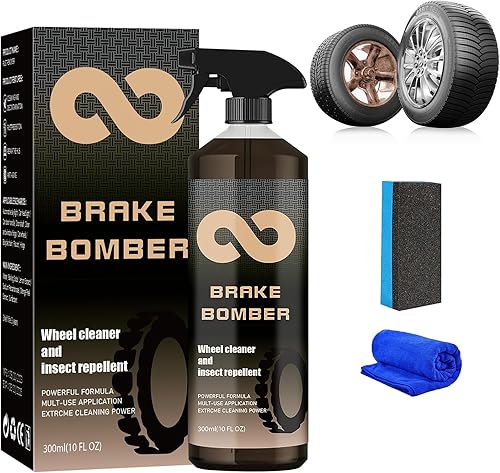 Limpiador de bombarderos de frenos de 10.1 fl oz, potente limpiador de ruedas sin ácido, perfecto para limpiar ruedas y neumáticos, limpiador de