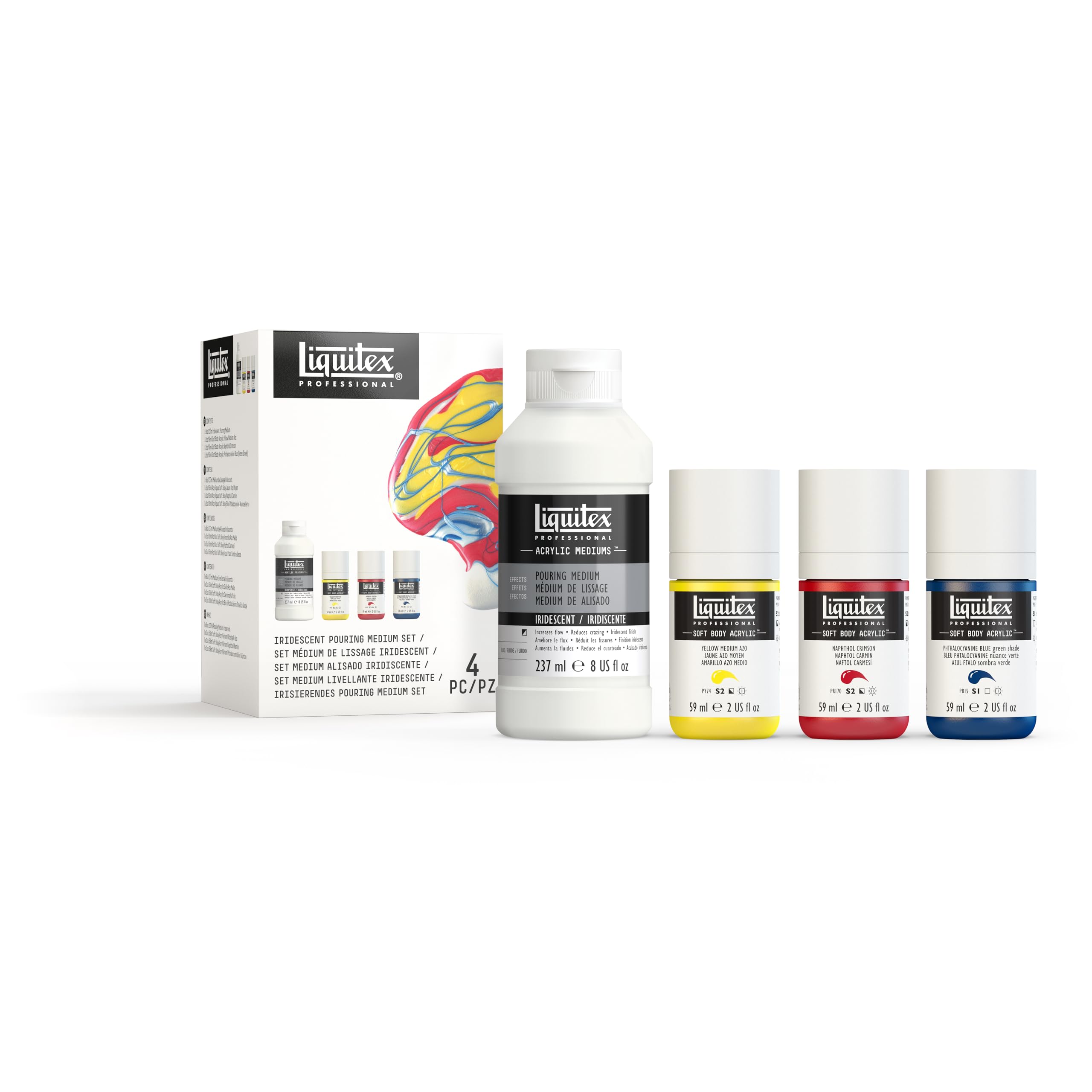 Liquitex Médium de Lissage Iridescent avec son Set Soft Body pour peinture fluide