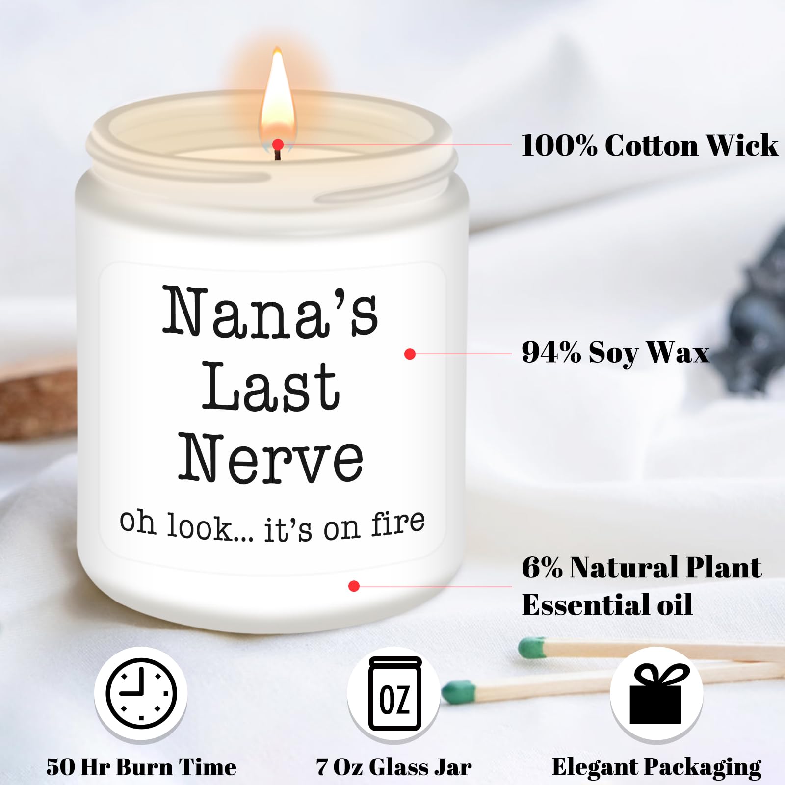 Homsolver Nana Gifts from Grandkids, Birthday Christmas Valentines Mothers Day Gifts for Nana,Nana's Last Nerve Scented Candle