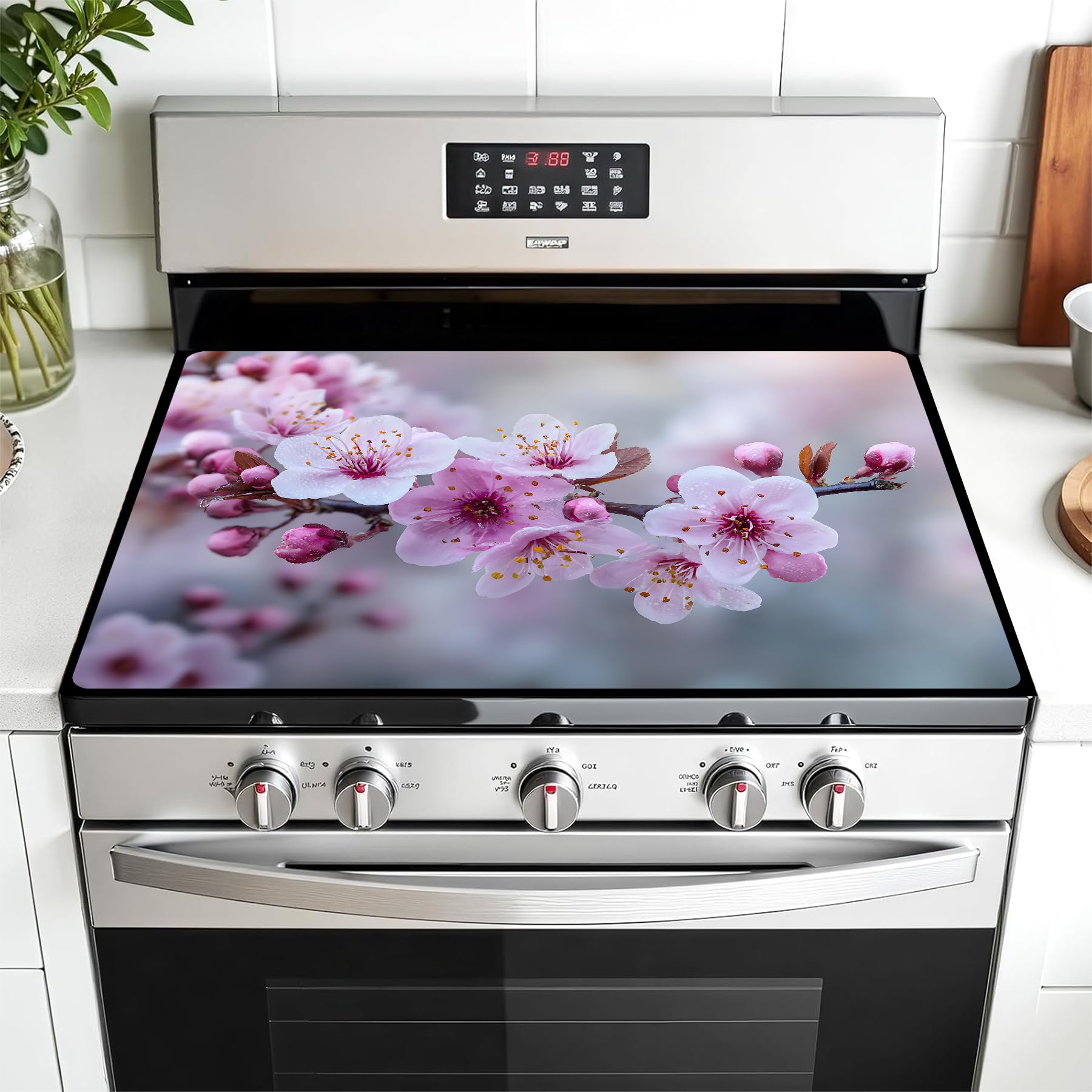 Multi-Design Stove Top Cover for Glass/Electric Stoves - 3-in-1 Heat-Resistant Protector Mat, Non-Slip Drying Rack 28"x20"