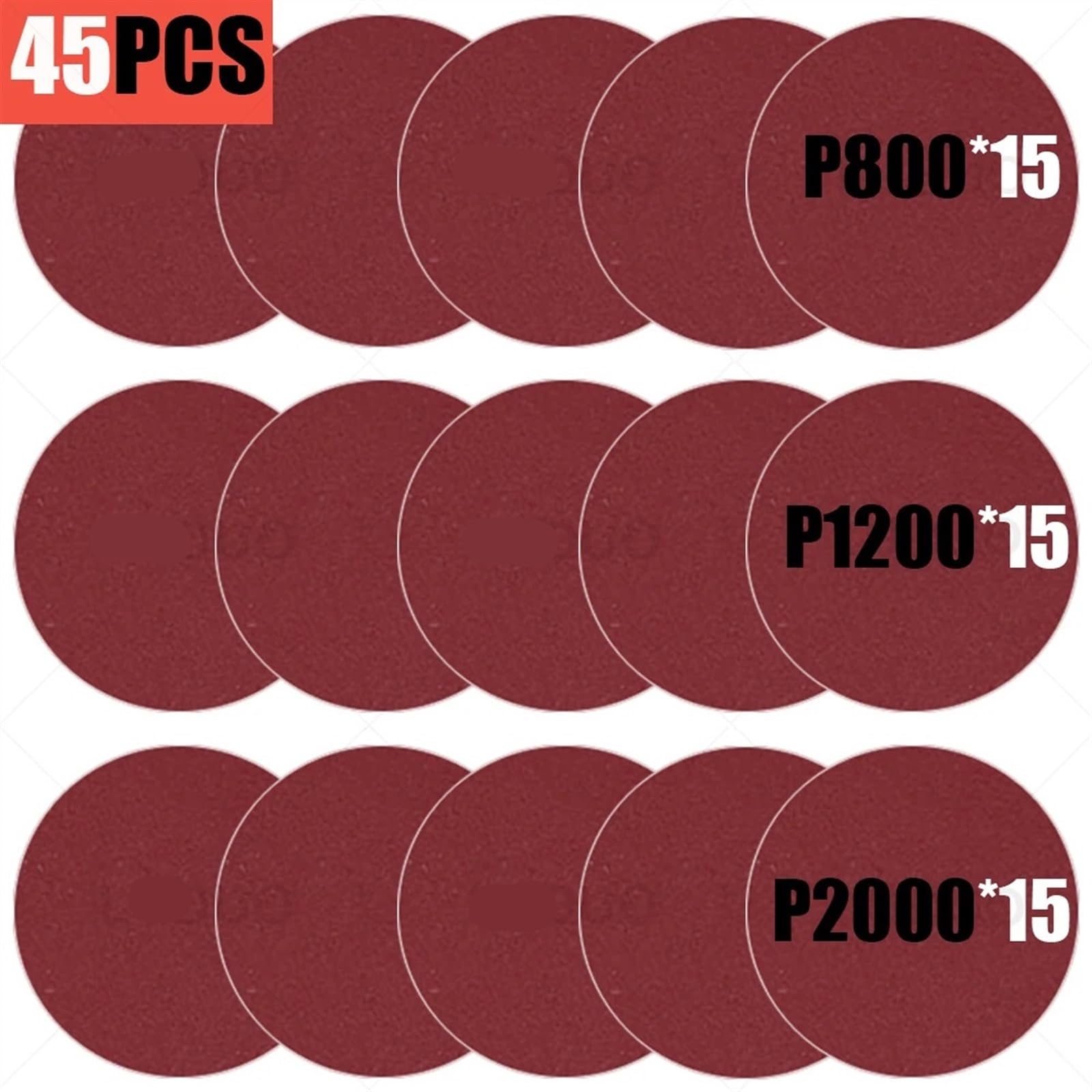 3 cale tarcze szlifierskie, podkładki polerskie, gąbka do woskowania, zestaw do renowacji samochodu, zestaw do polerowania (45 szt. 800 1200 2000)