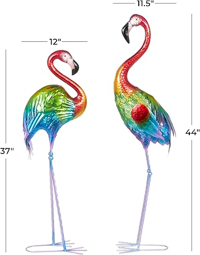 Miniatura 3 de Deco 79 Escultura decorativa de grúa de metal para jardín para interiores y exteriores, juego de 2 esculturas para exteriores de 40 pulgadas, 38