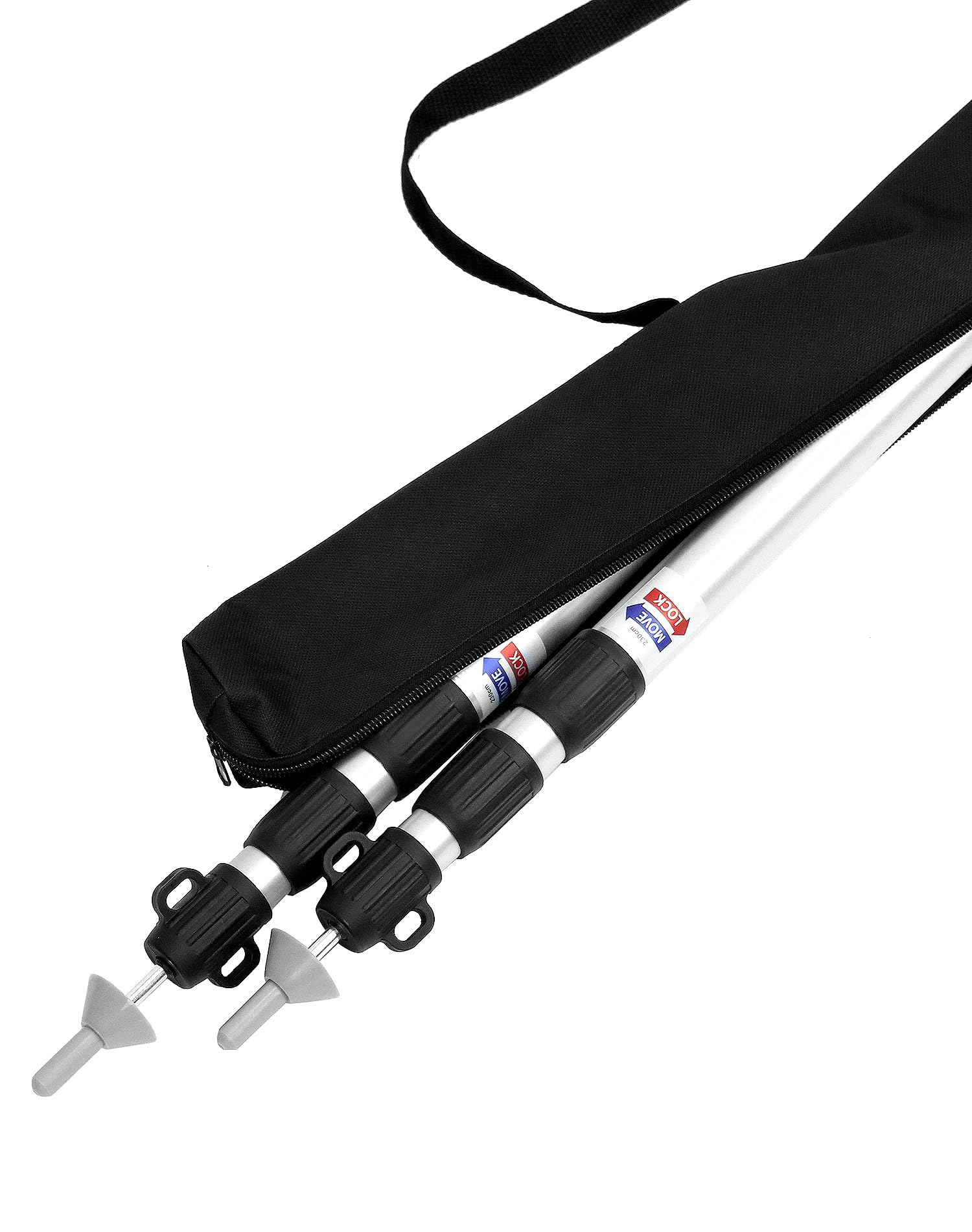 QWORK® Poteaux de Tente Telescopique 95-230 cm, Barre de Fixation en Aluminium pour Tentes, Bâches, Auvents, Voile d'Ombrage