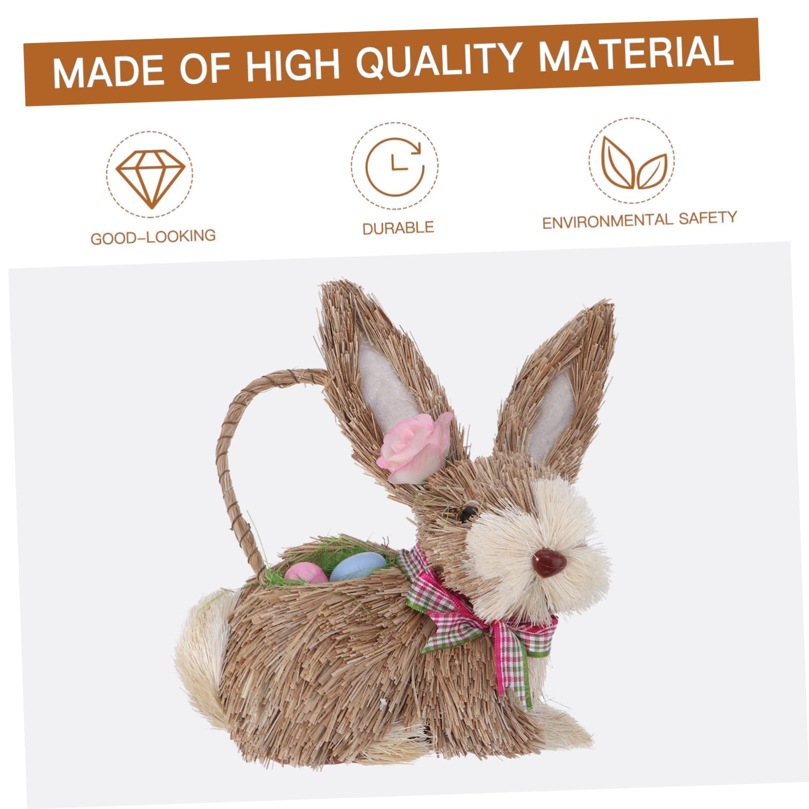 TOYANDONA 2 Pz Ornamento Di Coniglio Di Paglia Conigli in Miniatura Di Pasqua Giocattoli Per L'arricchimento Del Coniglio Paglia Naturale Intrecciata Artificiale Bambino Riempitivo Cannuccia