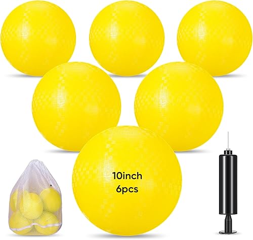 Hanaive 6 pelotas inflables de goma de 10 pulgadas con bomba y bolsa de almacenamiento, bolas de dodgeball hinchables para niños y adultos, deportes