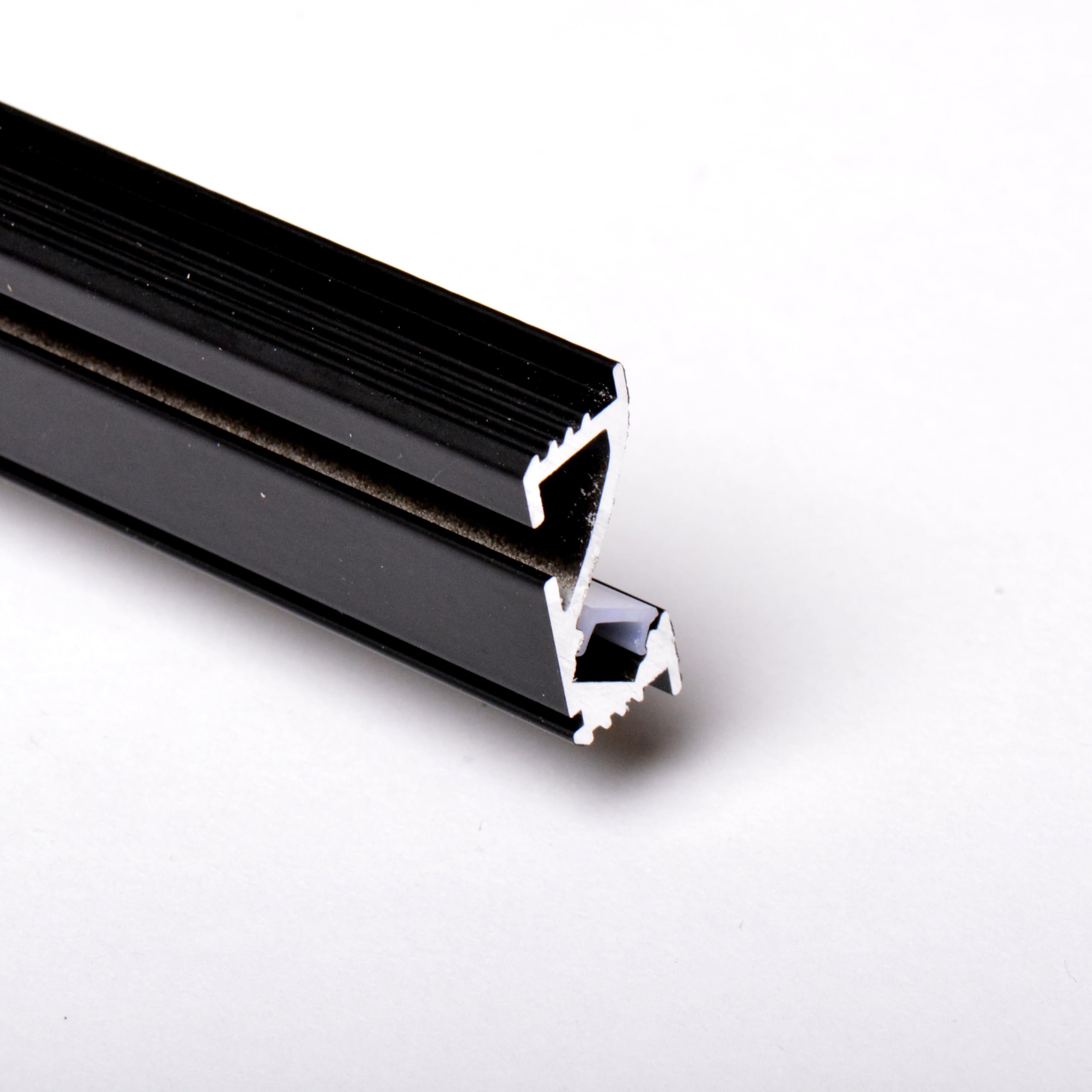 AFTERTECH 1x 3metri 2409N 24x9mm Profilo Alluminio NERO Minimal Micro Incasso **Per Strisce Strip LED da 5mm** Barra Rigida INTERA 3MT 300cm Luce Inclinata + Copertura OPACA (1x 3metri 2409N fog)