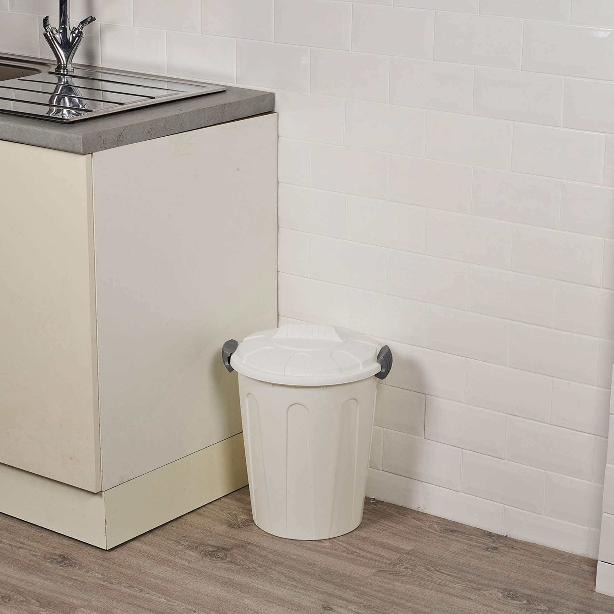 URBNLIVING 23 Or 40 Litters Disposal Rubbish Garbage Kitchen Bin Removable Lids (23 Liters, White)