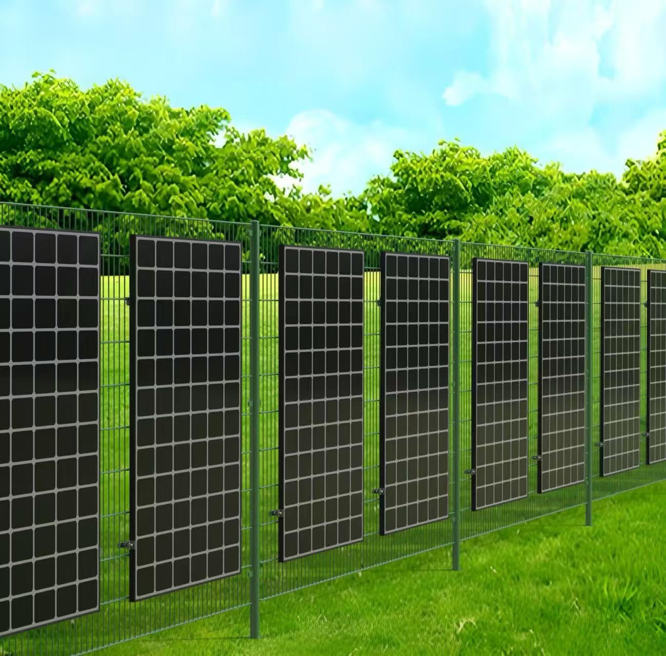 PV Zaunklemmen Set 4 Stück schwarz – Solarzaun/Balkonkraftwerk Halterung für Doppelstabmatte 6/5/6 & 8/6/8 – Direktmontage am Modulrahmen ohne Schiene – Edelstahl/Alu