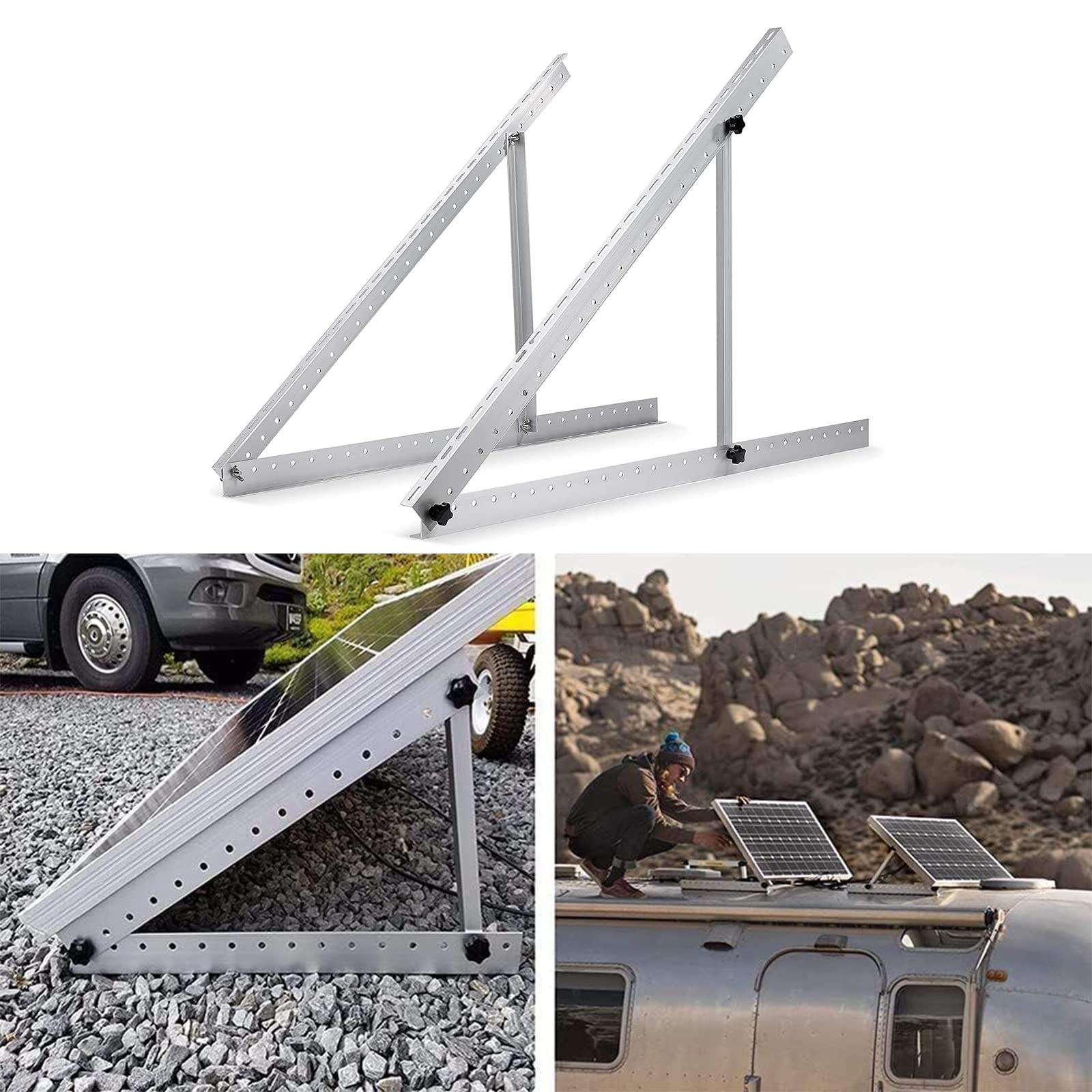Supporto per pannello solare da 41", universale, per pannello solare da 200 W, 350 W, angolo di inclinazione regolabile, pannello solare, supporto inclinabile per barca, camper, ecc.