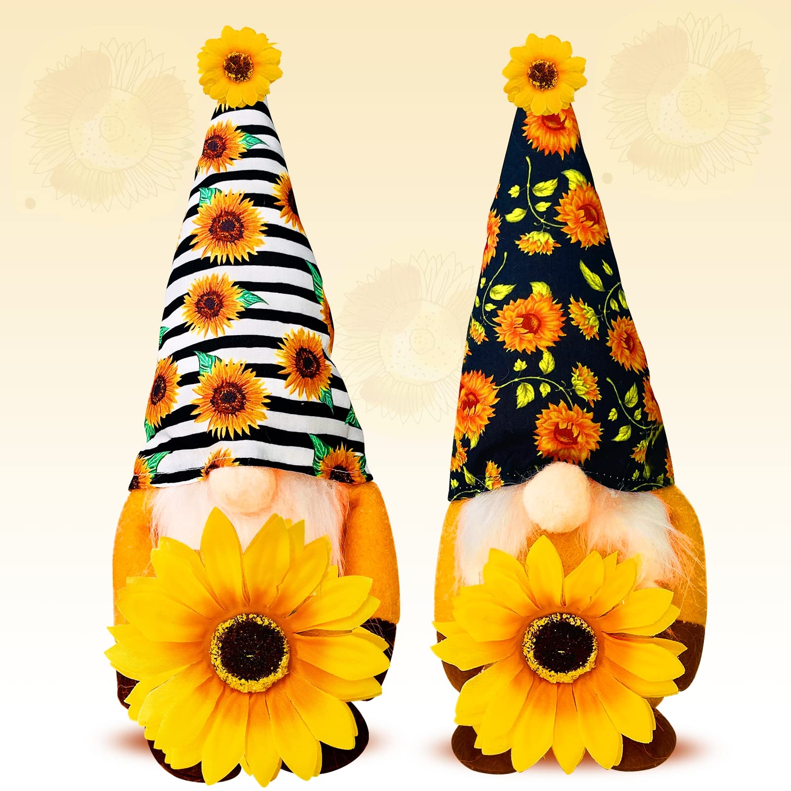 Photo 1 of Set of 2 Fall Gnomes Plush Sunflower Gnome Fall Decorations for Home Tiered Tray Decor Scandinavian Swedish Farmhouse Autumn Harvest Fall Thanksgiving Decor Table Ornaments Gift