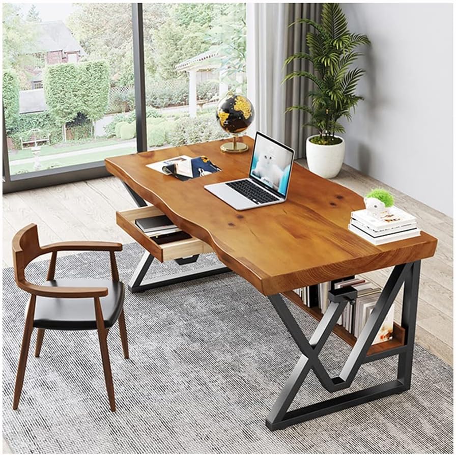 Computer Desk Home Office Solid Wood Computer Desk and Chair Set, for