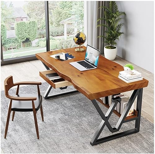 Juego de escritorio y sillas de madera maciza para computadora de oficina en casa, para escribir y leer estación de trabajo, escritorio de estudio,