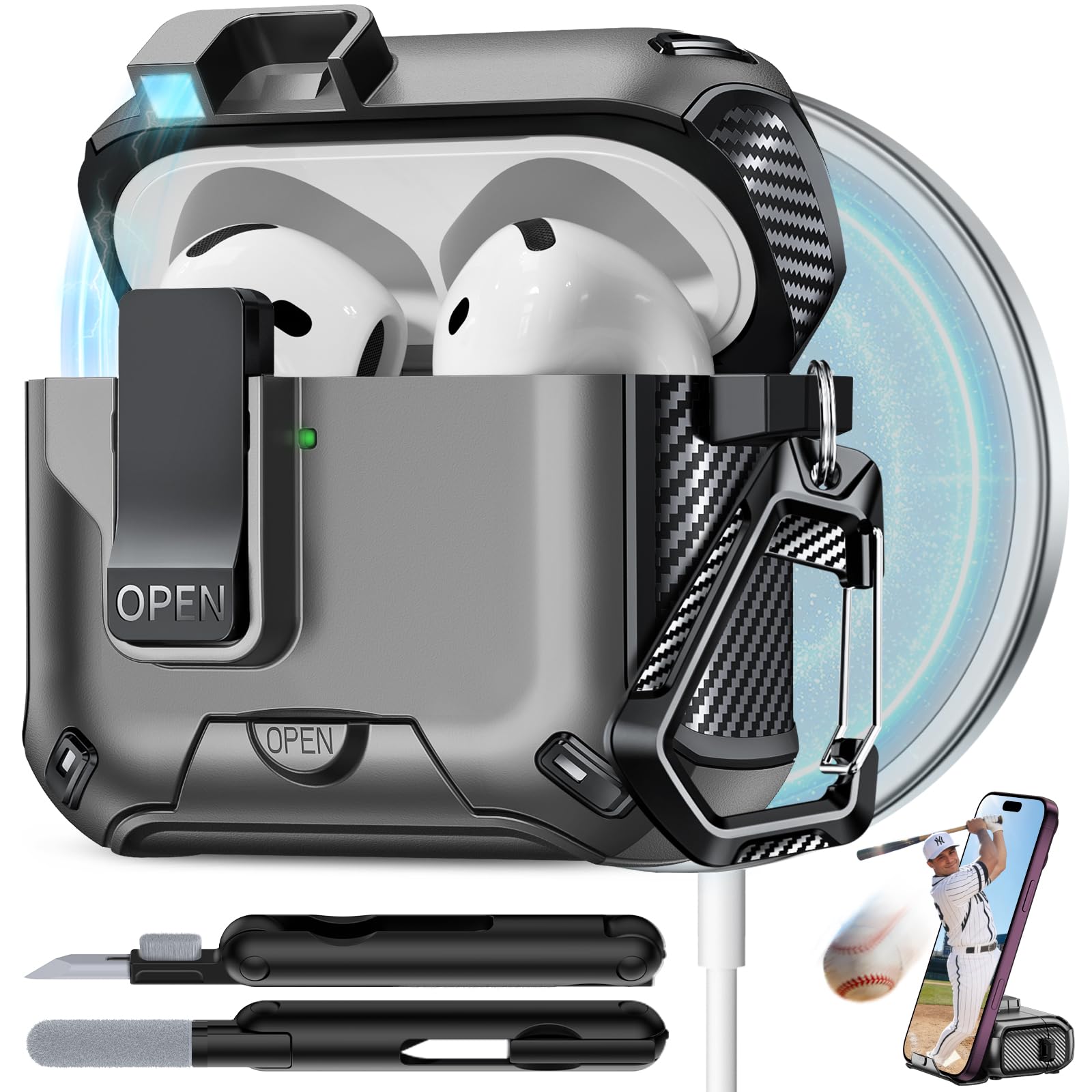 for AirPods 4 Case with Lock (Gray)