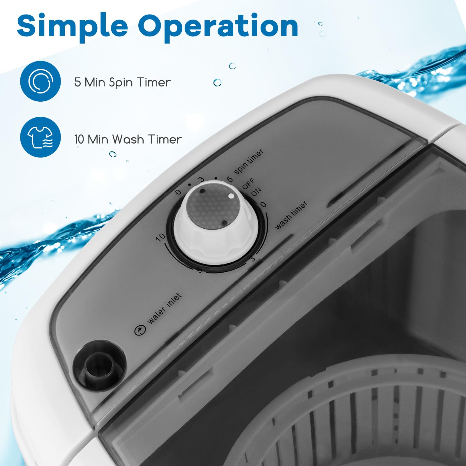 MEDIMALL GX24977-PE Mini lavadora y enlace giratorio 1,8 kg, semiautomática, compacta, para lavandería, apartamento, dormitorio, caravana, lavadora, portátil, capacidad 2,7 kg