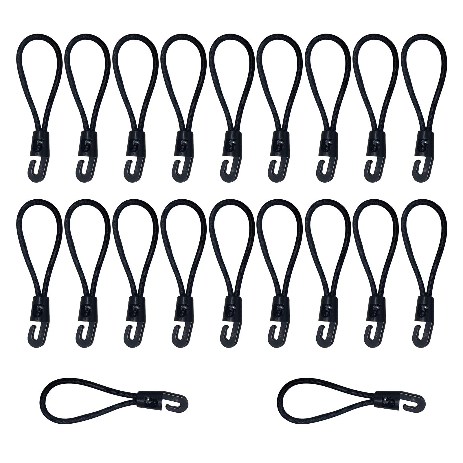 Bungee Cords with Hooks 10cm – 20 Pack Nylon Tarp Ties – Heavy Duty Tent Bungee Straps for Camping, Outdoor, Canopy, Tarpaulin, and Shelter Setup