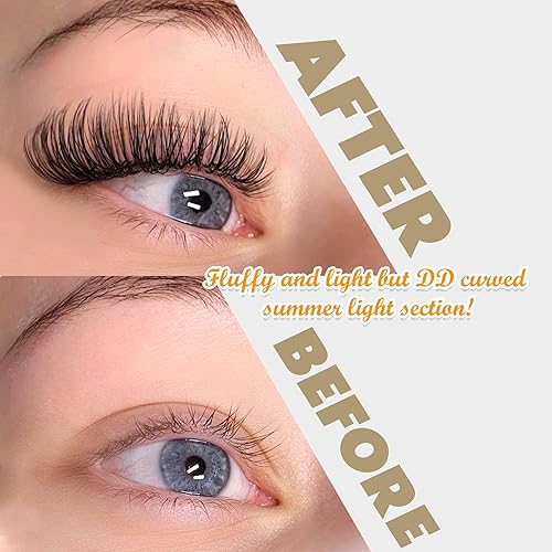 Miniatura 2 de Extensiones de pestañas rizadas DD en racimo, pestañas individuales naturales con banda fina, extensiones de pestañas postizas de 0.39 a 0.63