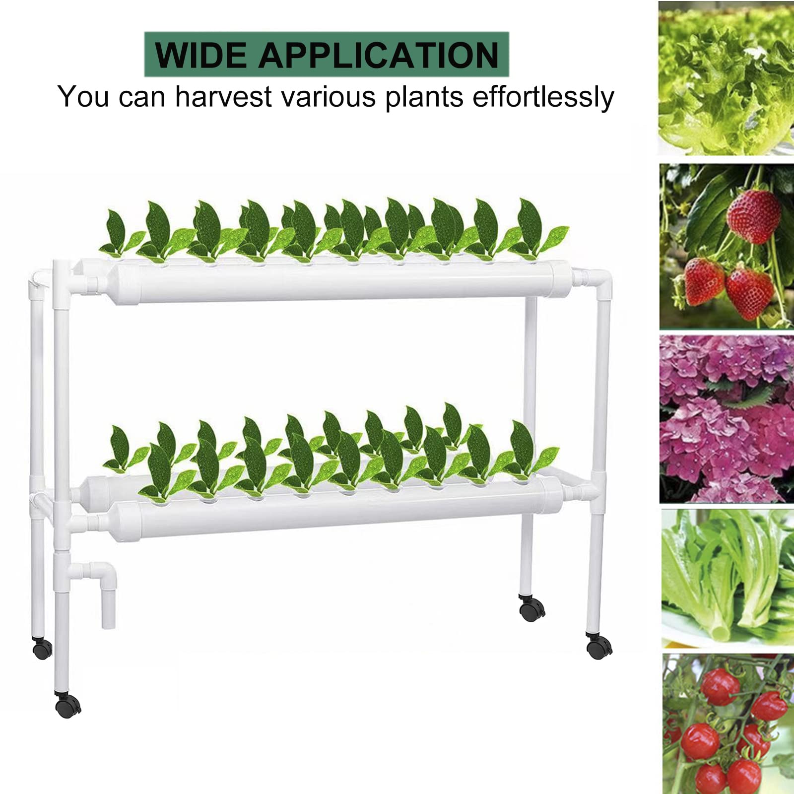 Sistema de Cultivo Hidropónico 36 Sitios 4 Tuberías de PVC 2 Capas Huerto en Casa con Temporizador, Jardín Inteligente de Interior Hydroponic Grow Kit para Verduras Hierbas Frutas Flores,JPN