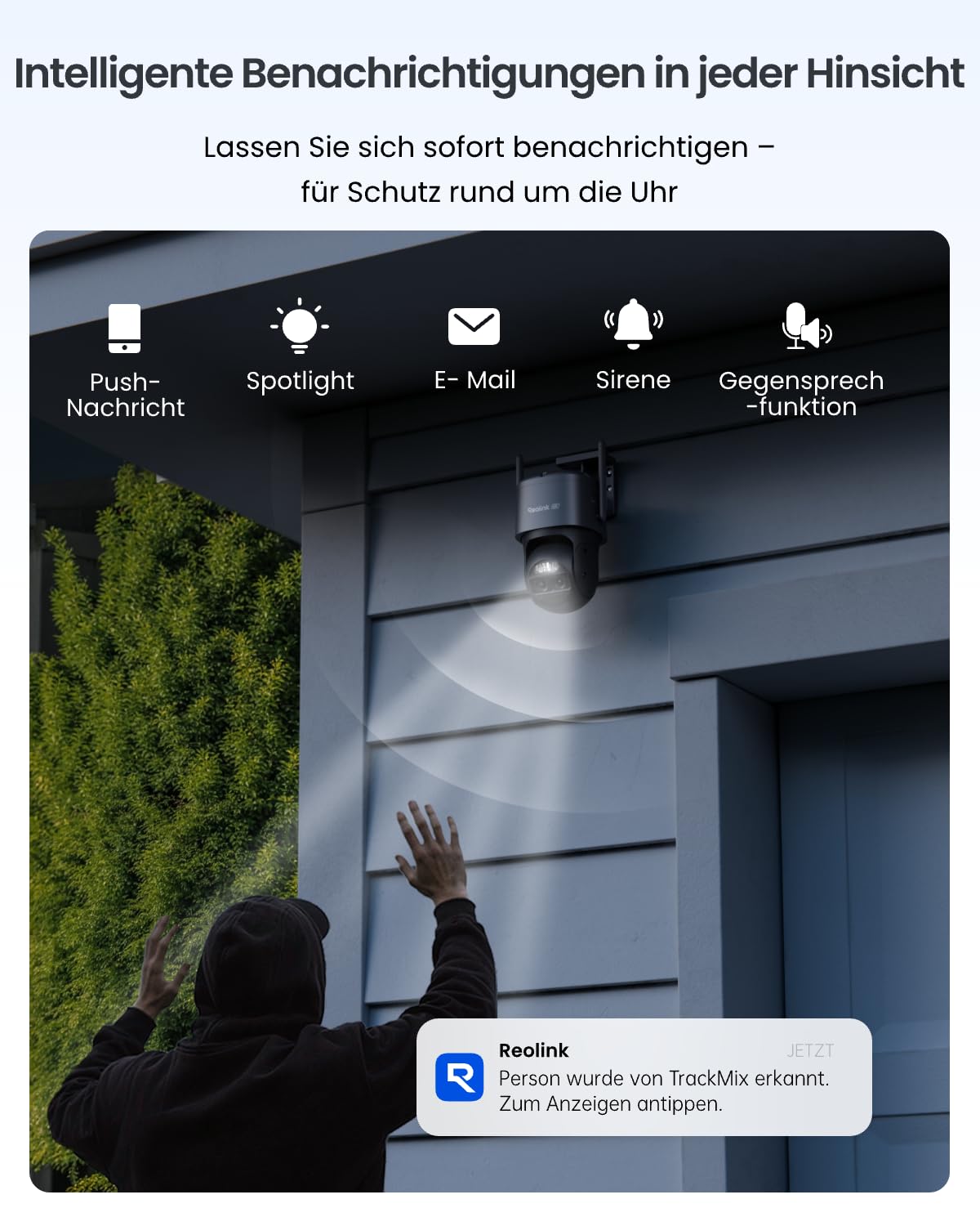 Reolink 4K PTZ Überwachungskamera Aussen Akku mit Auto-Tracking & Auto-Zoom | Dual Lens, Dual-Band WiFi 6, 30m Farbnachtsicht, KI-Erkennung, PTZ, 8MP Solar WLAN Kamera Outdoor, TrackMix Grau+Solarpanel