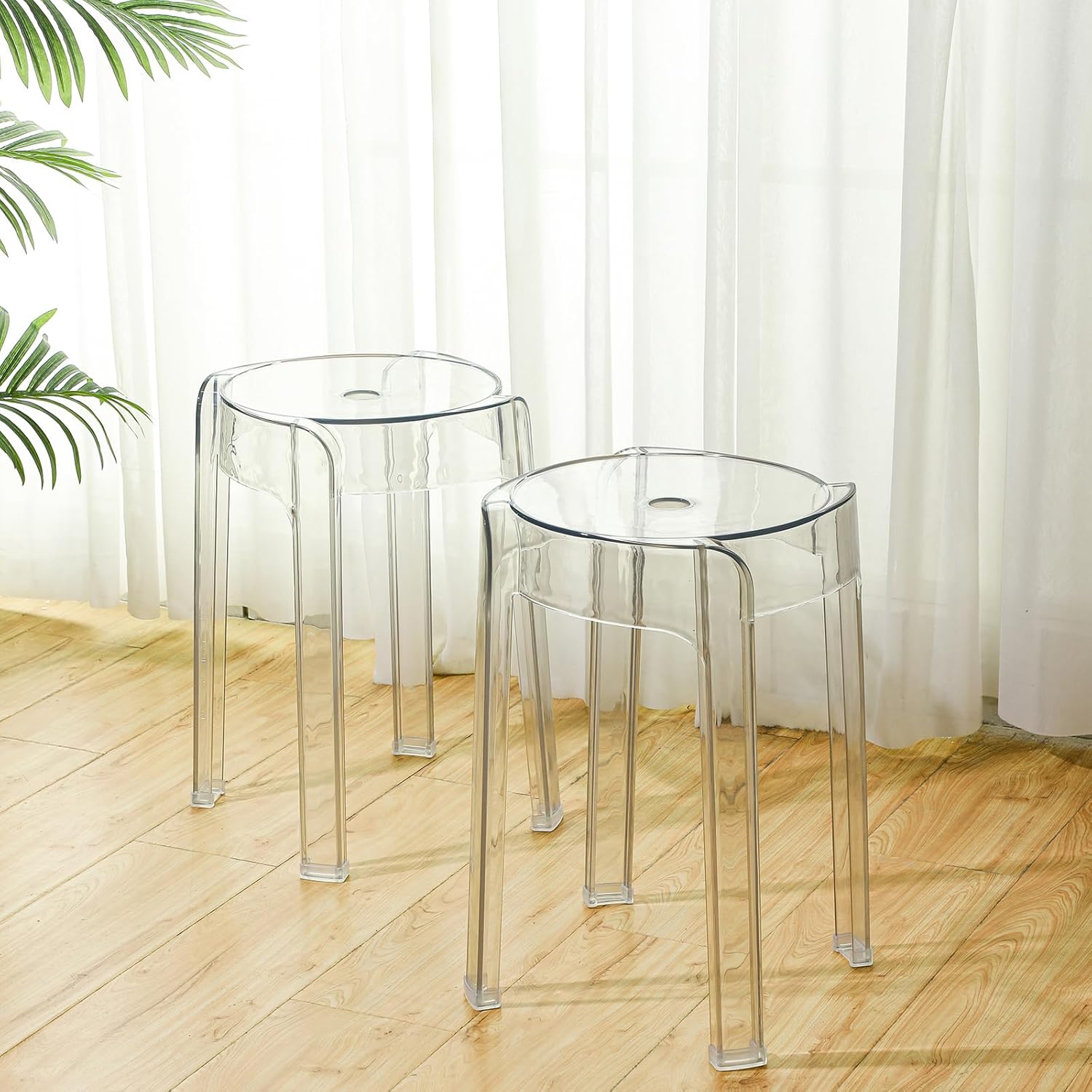 Suzile Clear Acrylic Stackable Stools 18 Inch Height