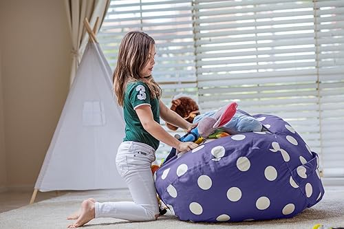 Miniatura 104 de WEKAPO - Puf con cremallera para guardar juguetes de peluche, hecho de lona de algodón de alta calidad, extragrande de 38 pulgadas, ideal para los