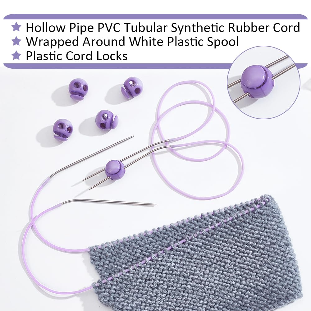 Cordón Elástico Tubular De PVC De 3mm - 27 Yardas + Cierres De Plástico Para Manualidades, Tejido Y Reparaciones