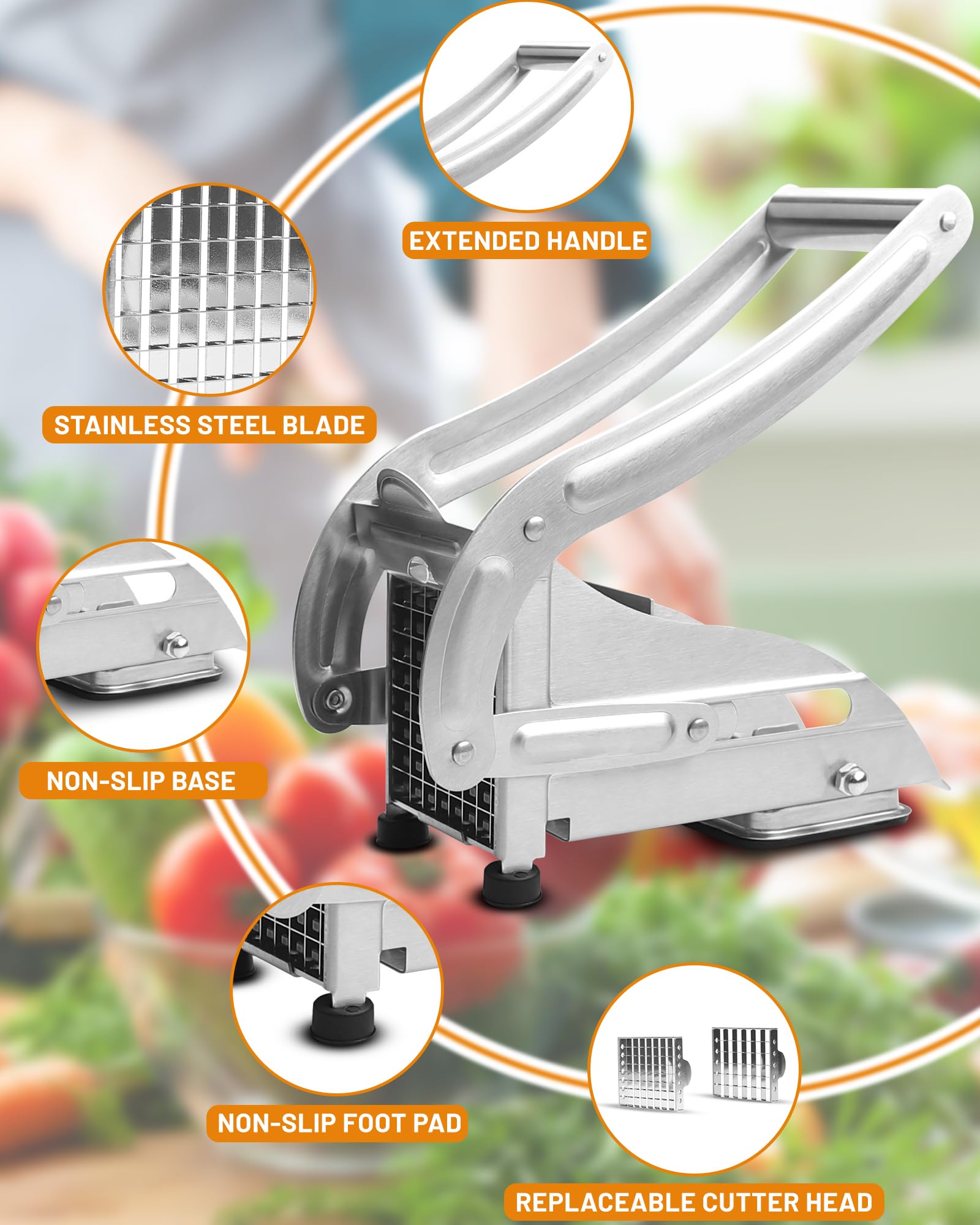 Taglia Patate Taglierina per Patatine fritteTagliapatate Multifunzionale in Acciaio Inossidabile di Alta qualità per preparare Facilmente Patatine Fritte fresche per Tutta la Famiglia