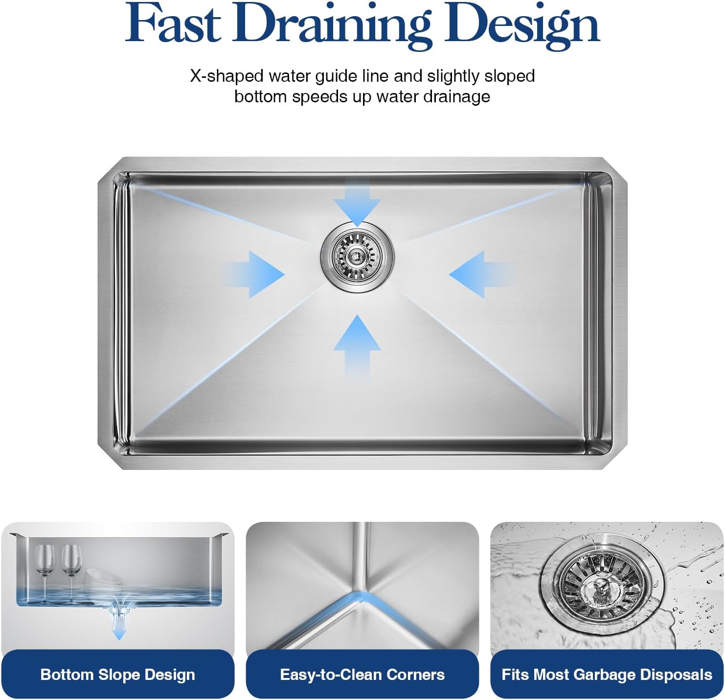 32 inch Kitchen Sink Undermount Stainless Steel Workstation 32x19x10 inch 16 Gauge Under Counter Kitchen Sinks Basin with Accessories Single Bowl Kitchen Sink