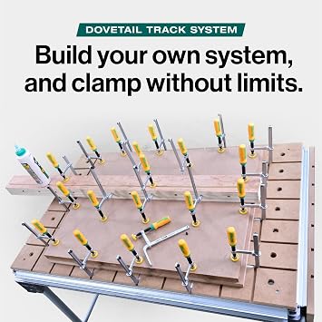 MICROJIG MatchFit Dovetail Clamps, Woodworking Track System Tools, DVC-538K2, 2-Pack, Yellow/Green | Fits 1/2 14 Degree Dovetail Bit, 595 Lb Clamping Force, Yellow and Green