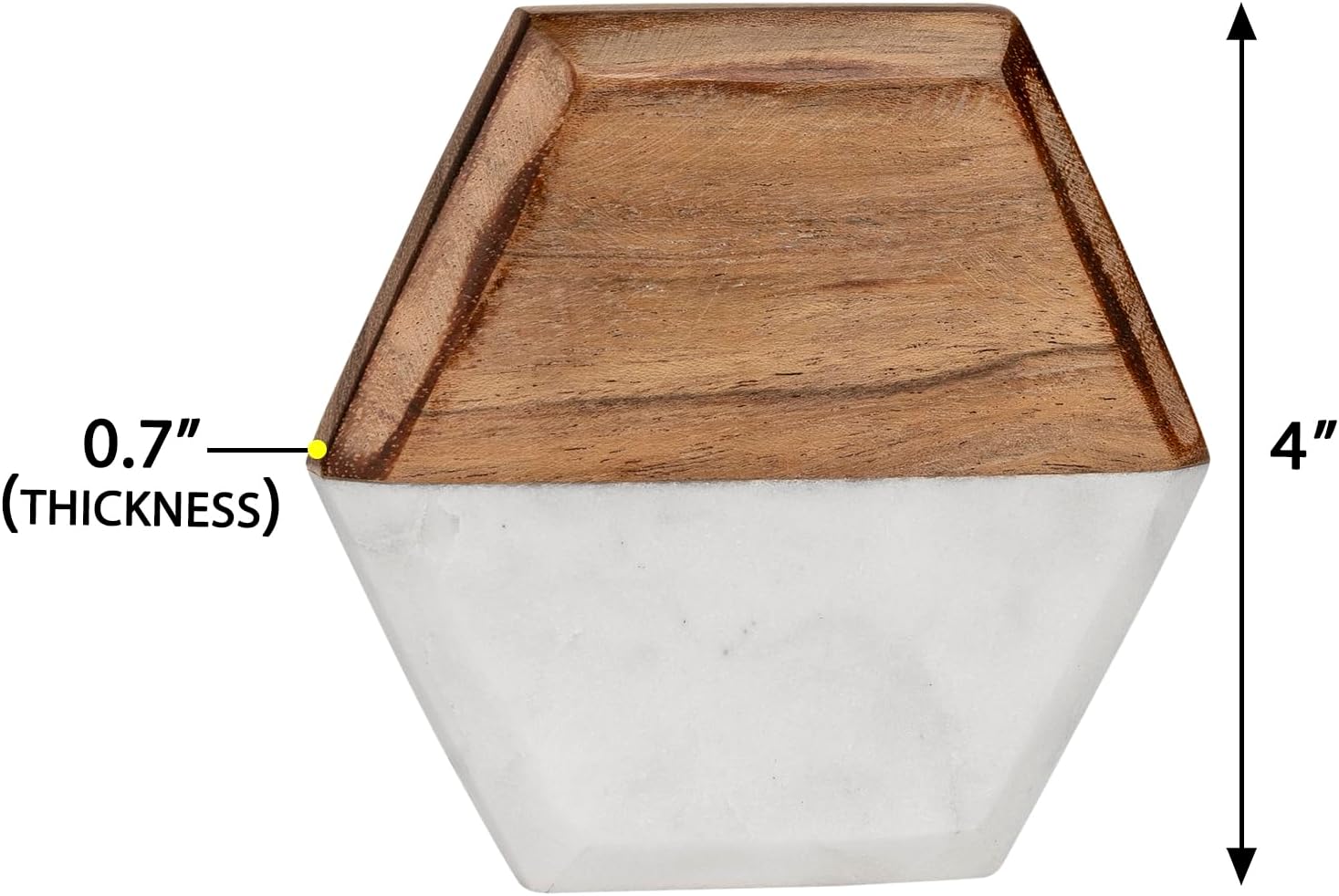 GoCraft Set of 6 Marble & Wood Coasters – Beveled Edge Round Coasters for Drinks – Handmade White Marble with Mango Wood – Durable Drinkware Accessories for Bar, Dining Table & Coffee Station - Image 6