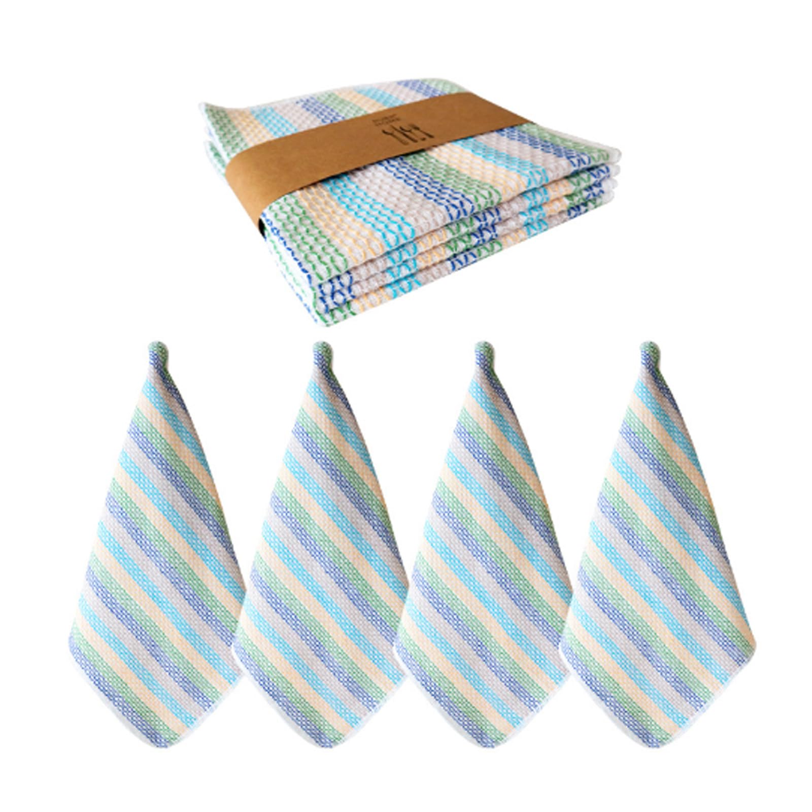 Pocoiau Multipurpose Reusable Cotton Cleaning Cloths Pack Of 4 Highly Absorbent Dish Drying Towels For Home Kitchens Use Cotton Cleaning Rag