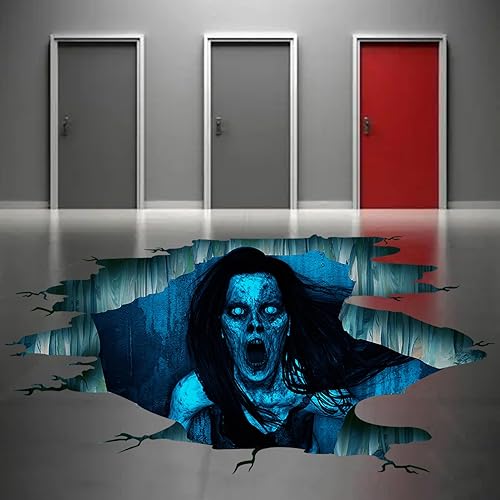 Miniatura 2 de Calcomanías de pared 3D espeluznantes para Halloween, fantasmas aterradores, calcomanías de suelo para bar, pub, decoración de suelo de pared de