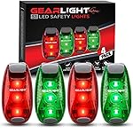 GearLight S1 LED Safety Lights Bike Taillights - Clip-On for Boat, Bike, Dog & Runners - Red, Green - Pocket-Sized, Compact, Portable (Pack of 4)