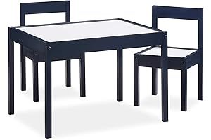 Baby Relax Hunter 3-Piece Kiddy Table & Chair Kids Set, Blue / White