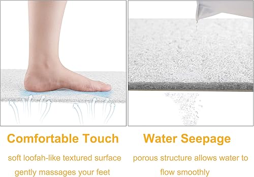 Miniatura 4 de Leotruny Alfombrillas de baño de PVC para bañera antideslizante para baño y área húmeda de secado rápido 24 x 16 pulgadas C03-blanco