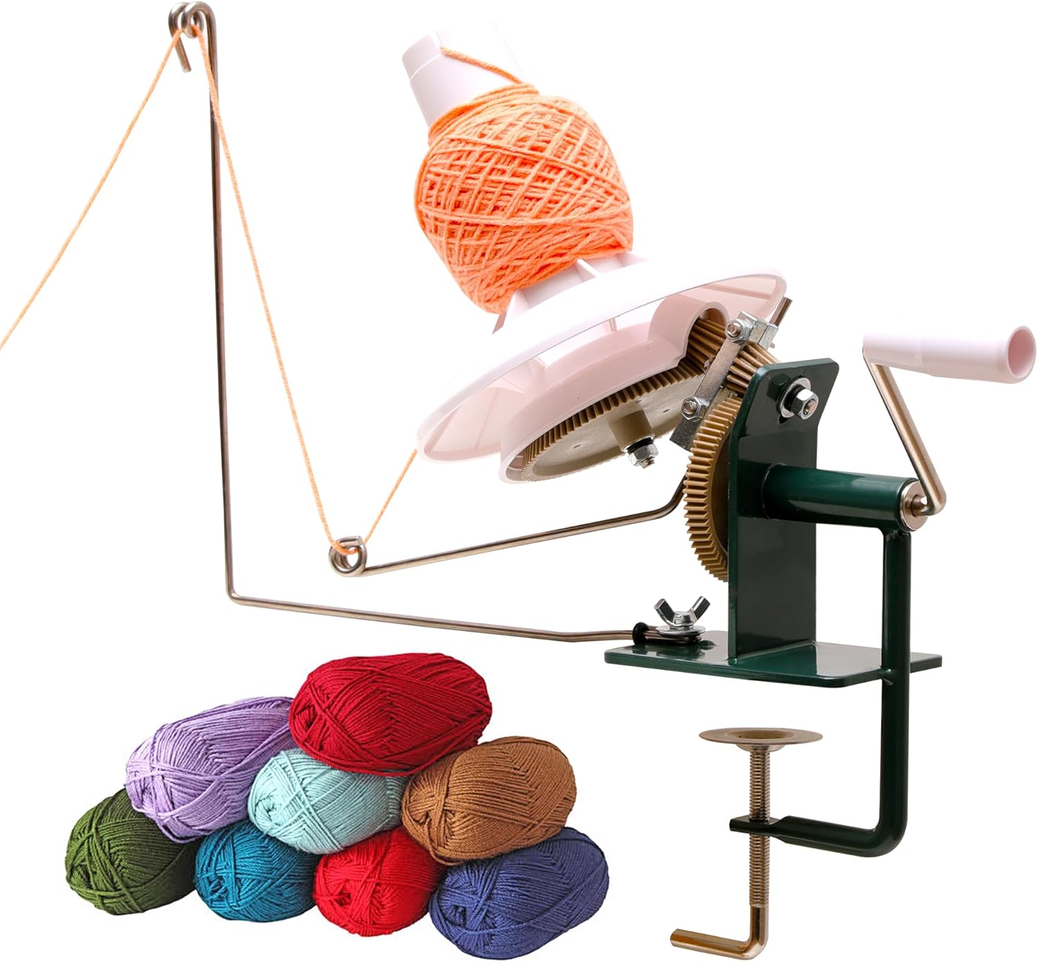 Yarn Winder for Crocheting & Knitting, Large Capacity 15oz Yarn Ball Winder with Metal Base, Easy to Install Yarn Cake Maker for Bulky Acrylic Cotton Wool Yarn, Ideal Gift for Knitting Lovers Dark Green(Capacity 15oz)