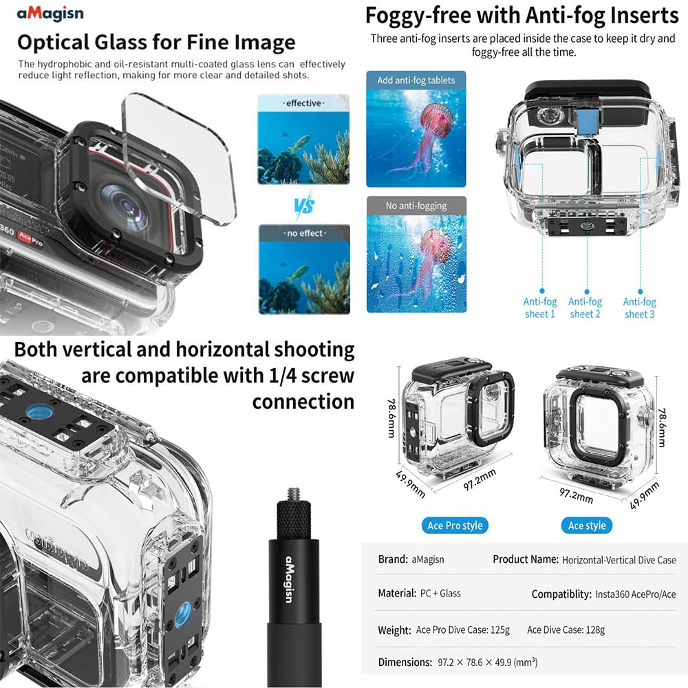 Amazon | Insta360 Ace Pro/Ace 対応 防水ケース 水中ハウジングケース 