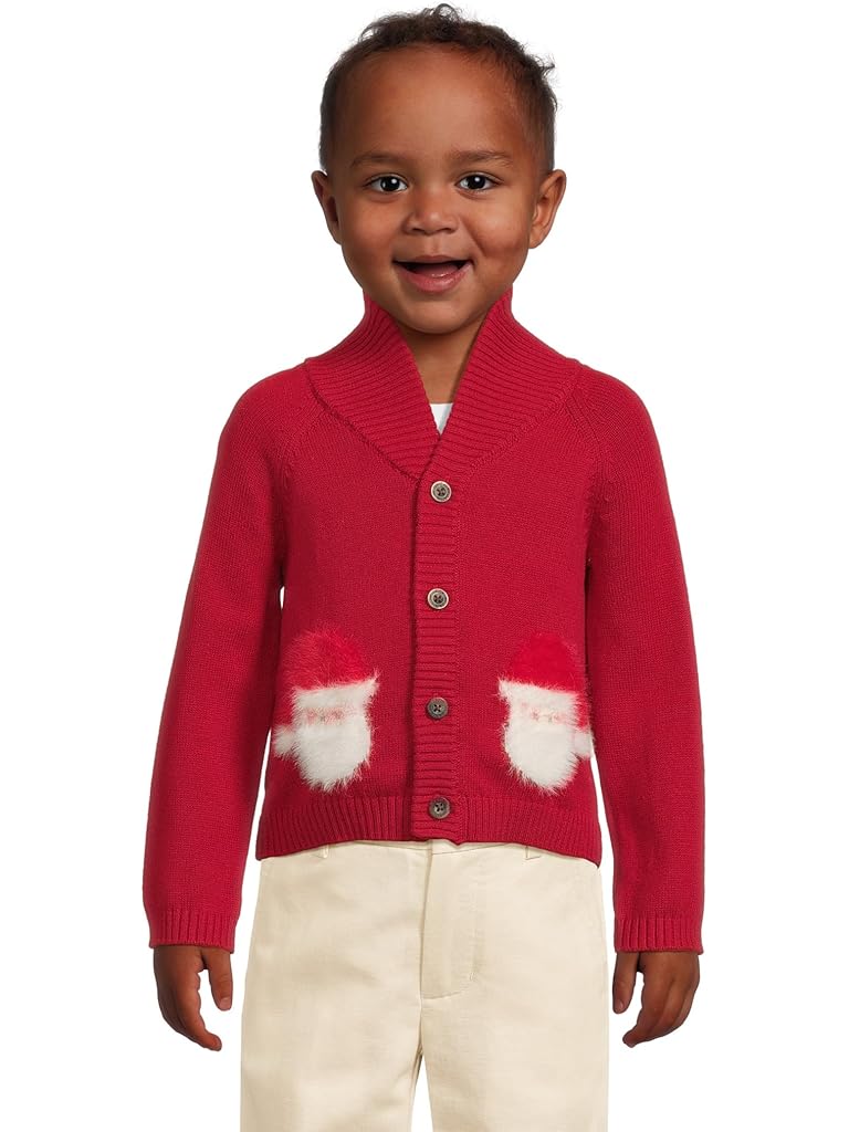 Red Janie and Jack Santa Shawl Collar Cardigan (Infant)