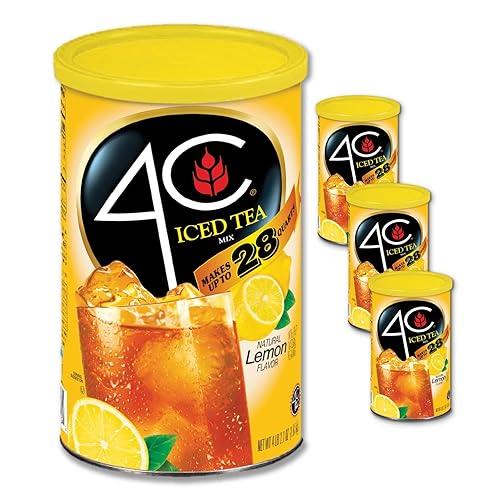 4C Envases de mezcla de bebidas en polvo té de limón paquete de 3 28 cuartos de galón lata de tamaño familiar sabores refrescantes y calmantes