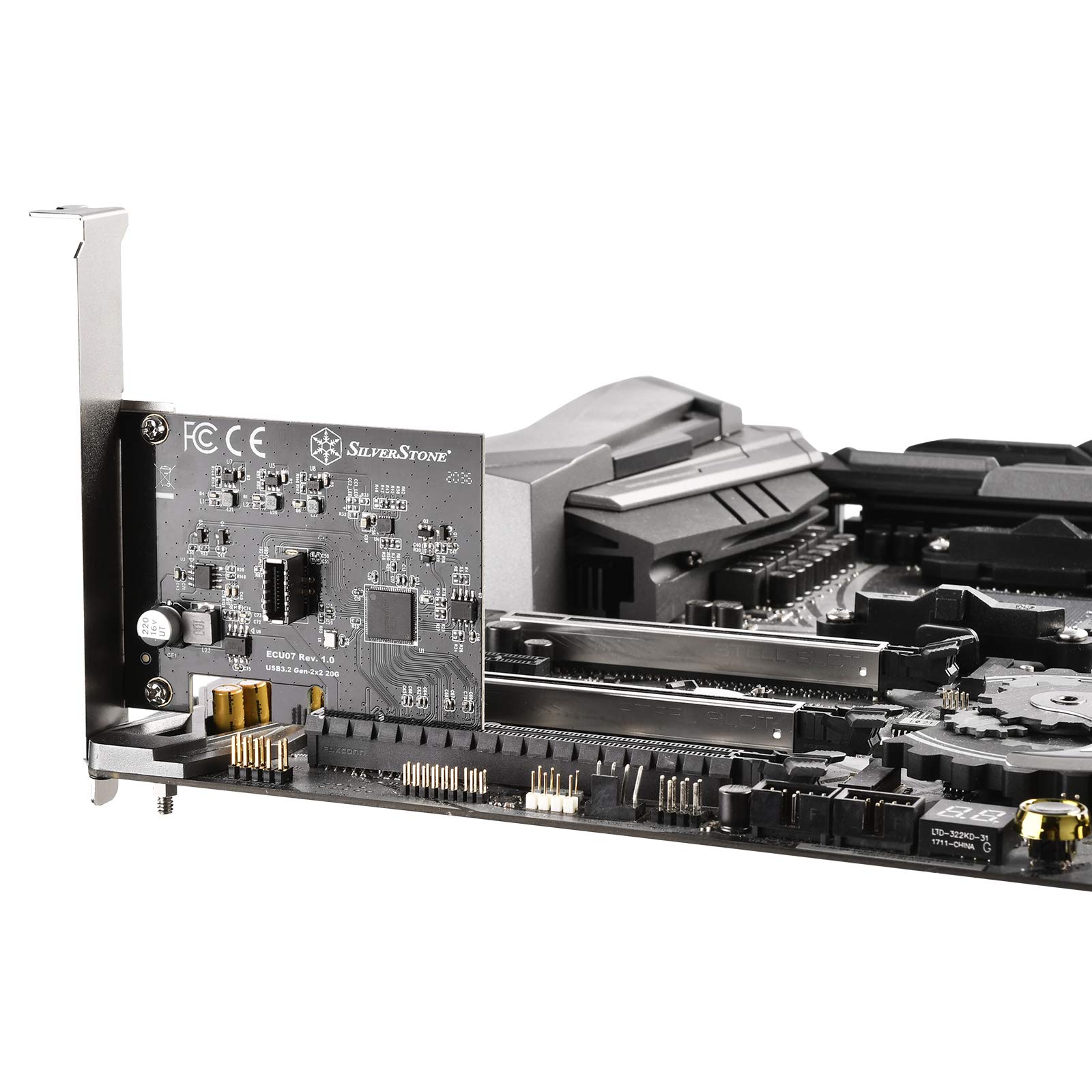 Silverstone Technology ECU07, Tarjeta de expansión SuperSpeed USB 20 Gbps/USB-C 3.2 Gen 2x2 Interno Tipo-C Key-A PCIe, SST-ECU07